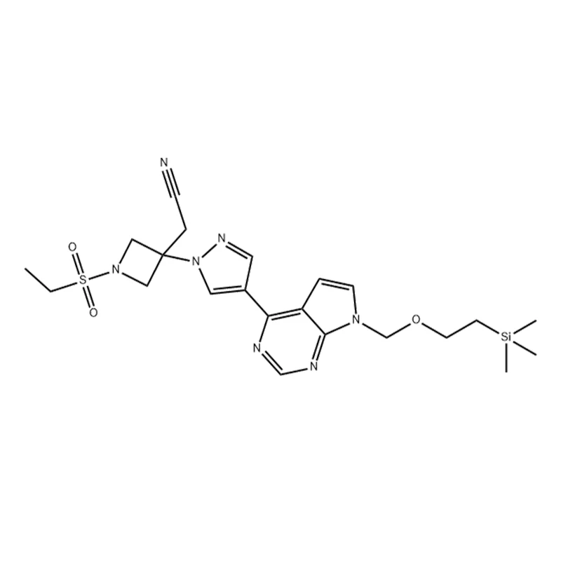 2-(1-(ethylsulfonyl)-3-(4-(7-((2-(trimethylsilyl)ethoxy)methyl)-7H-pyrrolo[2,3-d]pyrimidine-4-yl)-1H-pyrazool-1-yl)azetidine-3-yl)acetonitril