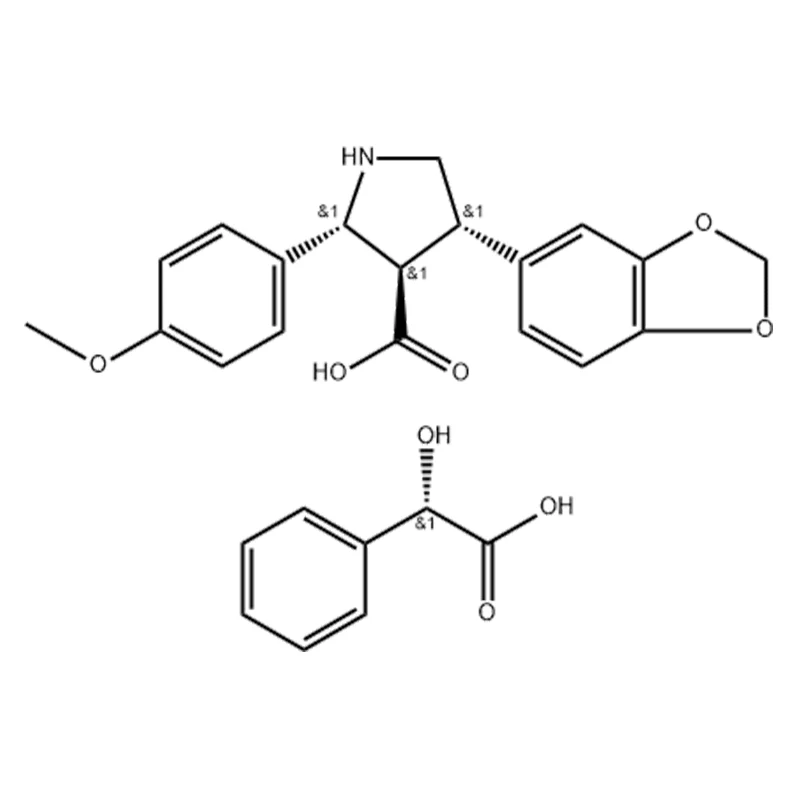 3-pyrrolidinecarbonzuur, 4-(1,3-benzodioxol-5-yl)-2-(4-methoxyfenyl)-, (2R,3R,4S)-, (αS)-α-hydroxybenzeenacetaat